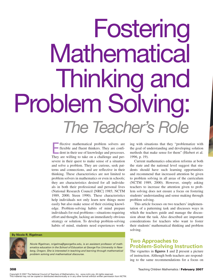 fostering mathematical thinking and problem solving