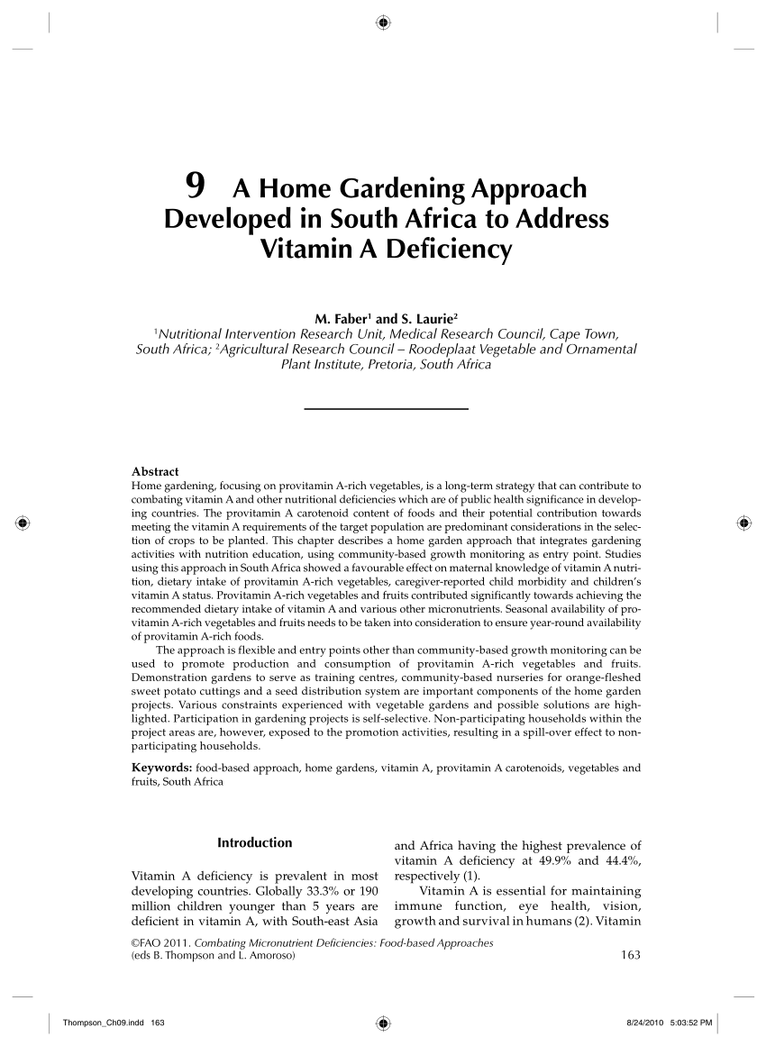 Pdf A Home Gardening Approach Developed In South Africa To Address Vitamin A Deficiency