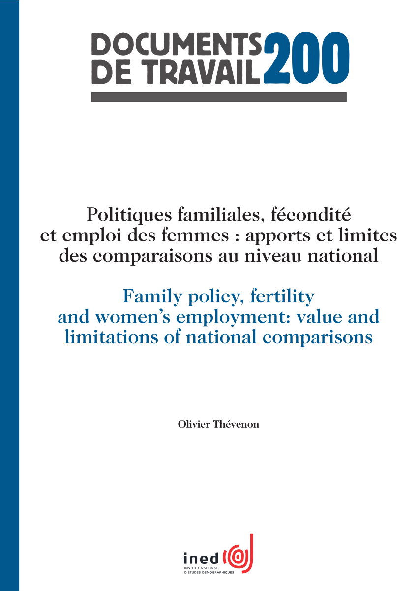 PDF) Family policy, fertility and women's employment: value and ...