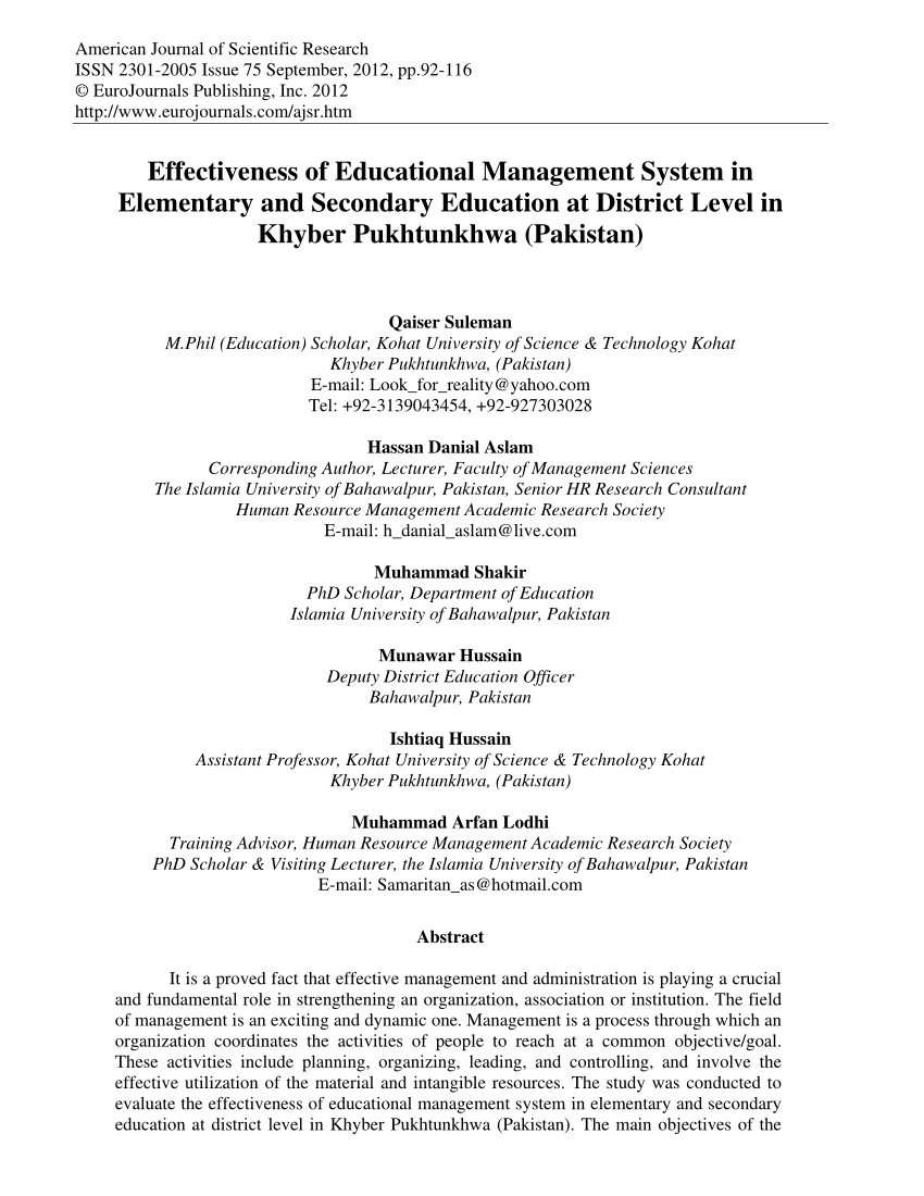 sample thesis for educational management