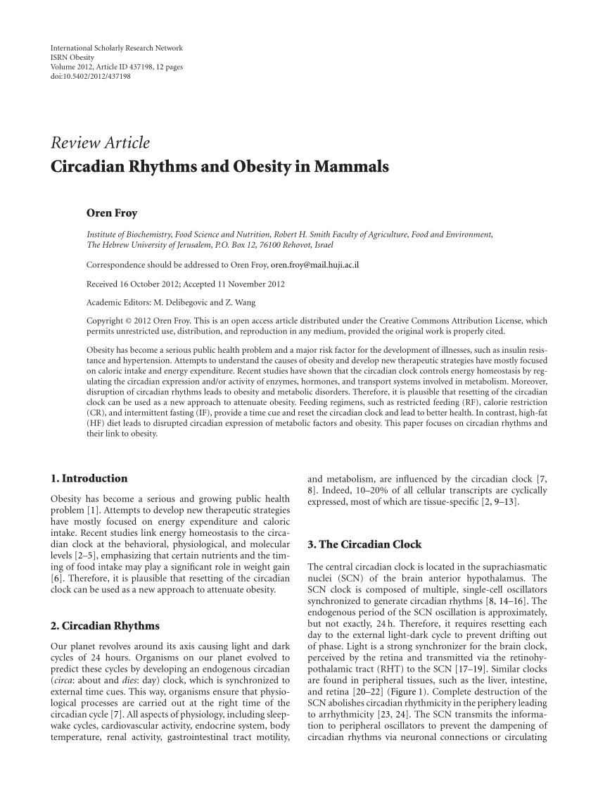 (PDF) Circadian Rhythms and Obesity in Mammals