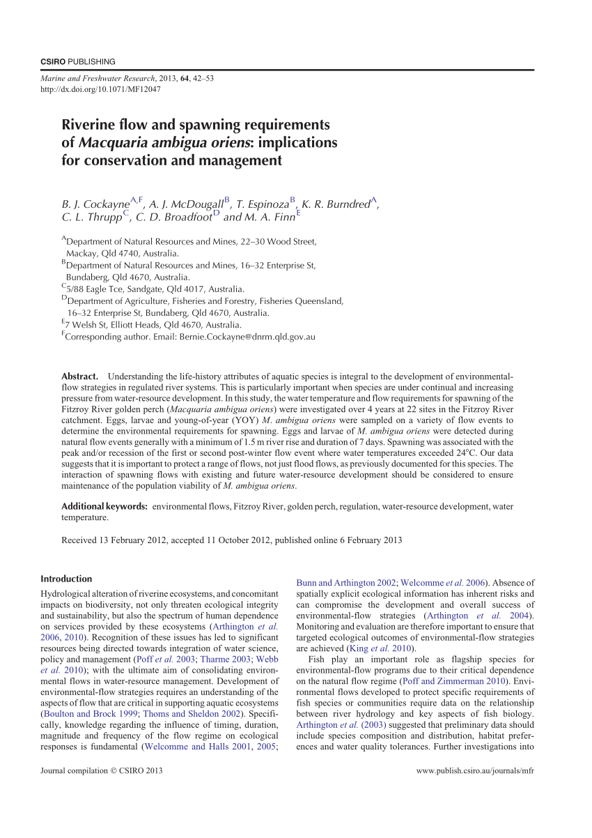 CSIRO PUBLISHING  Marine and Freshwater Research