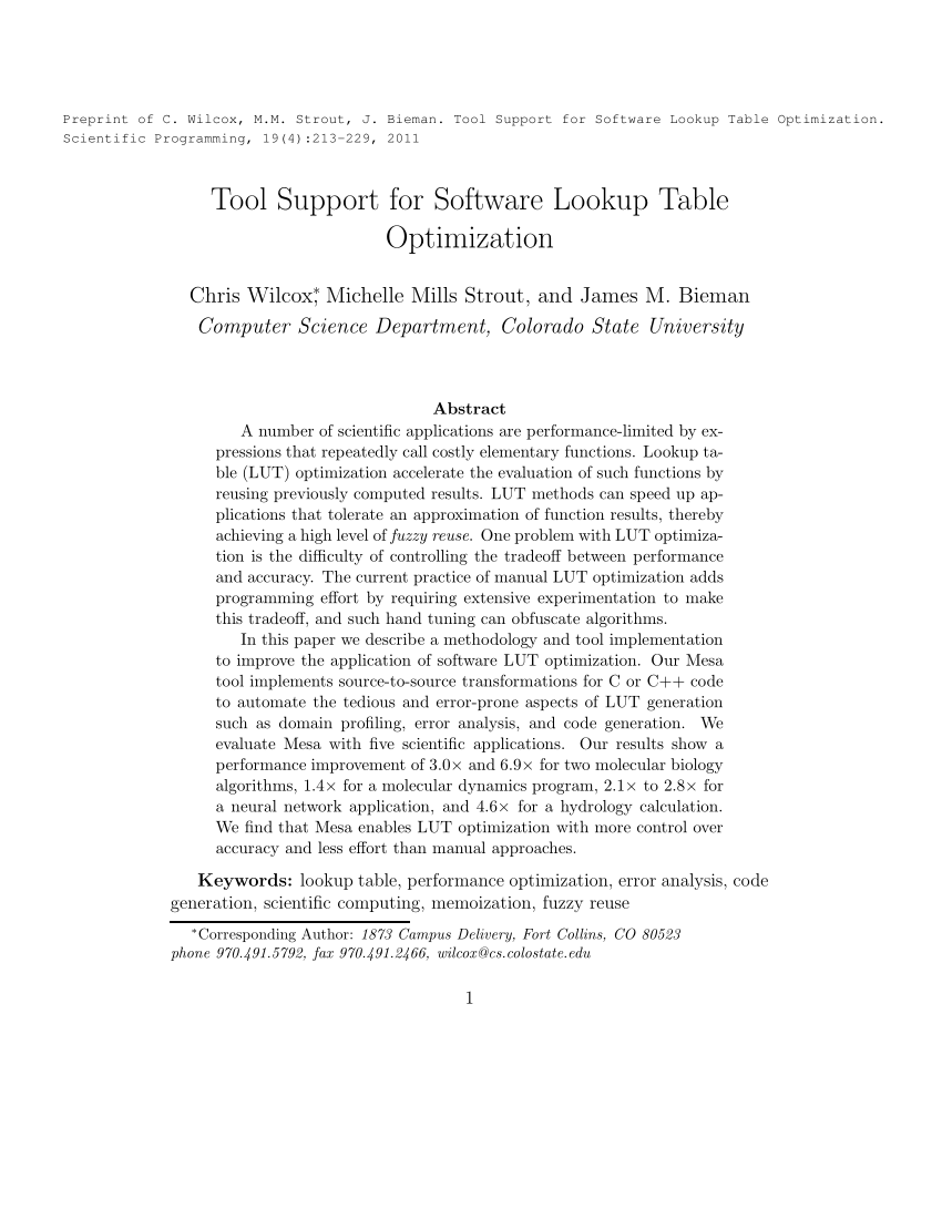 Pdf Tool Support For Software Lookup Table Optimization