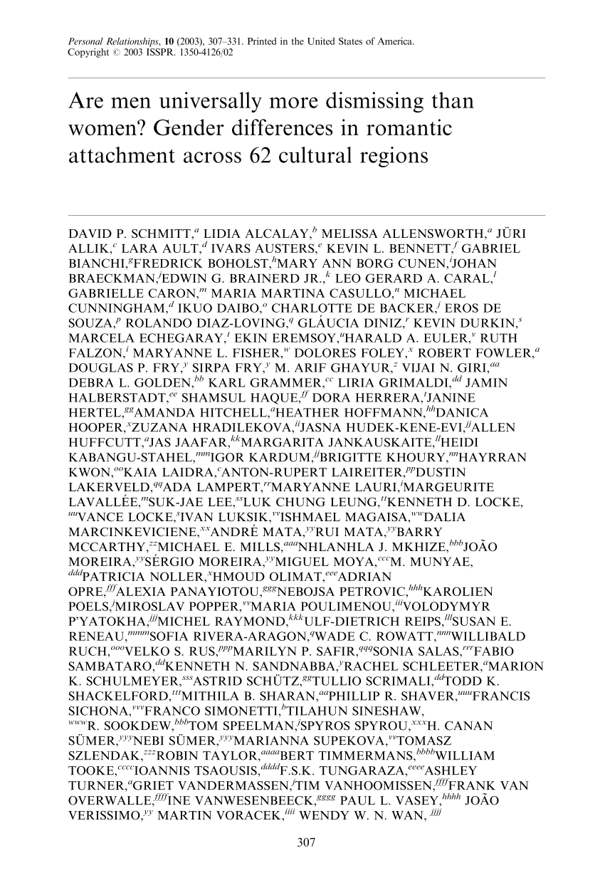 Pdf Are Men Universally More Dismissing Than Women Gender