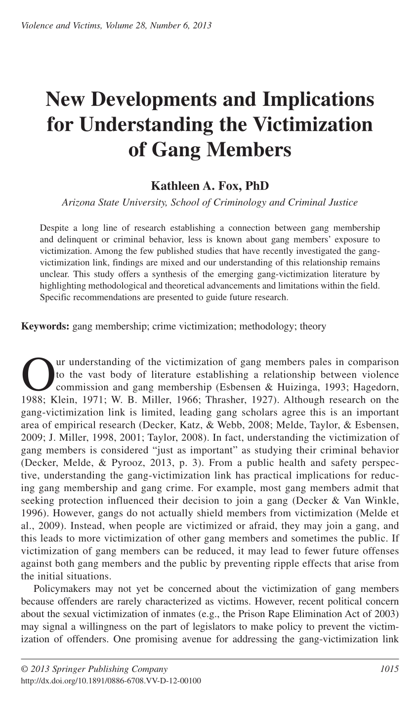 research articles about gangs