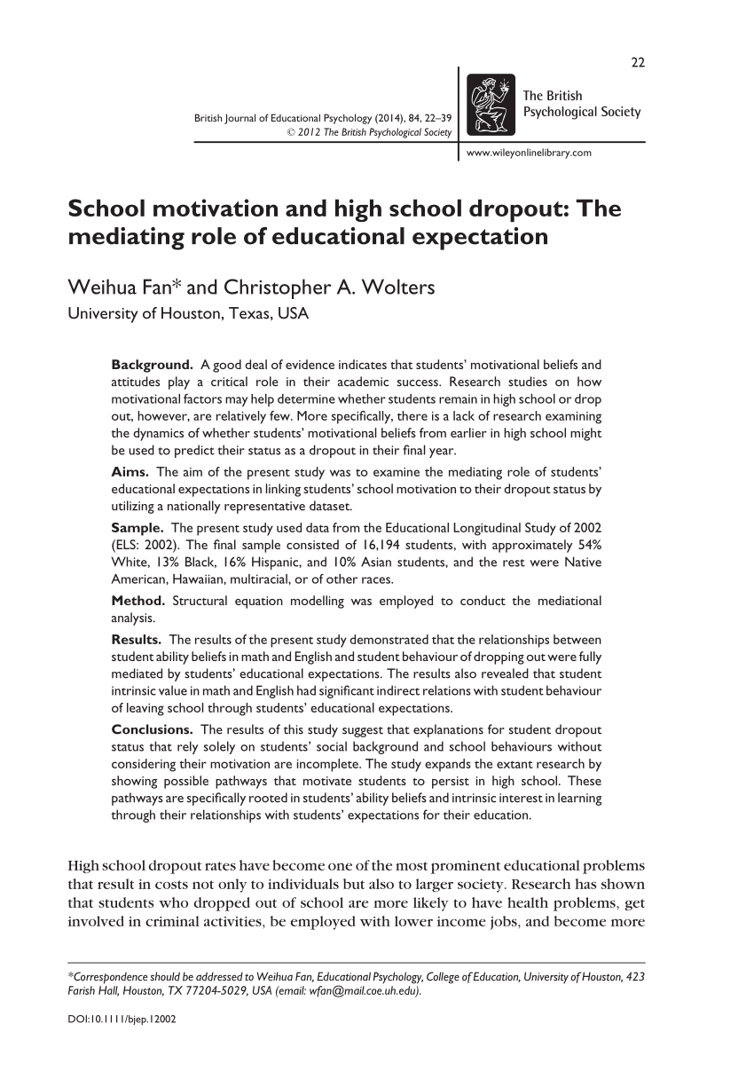 high school dropout research paper example