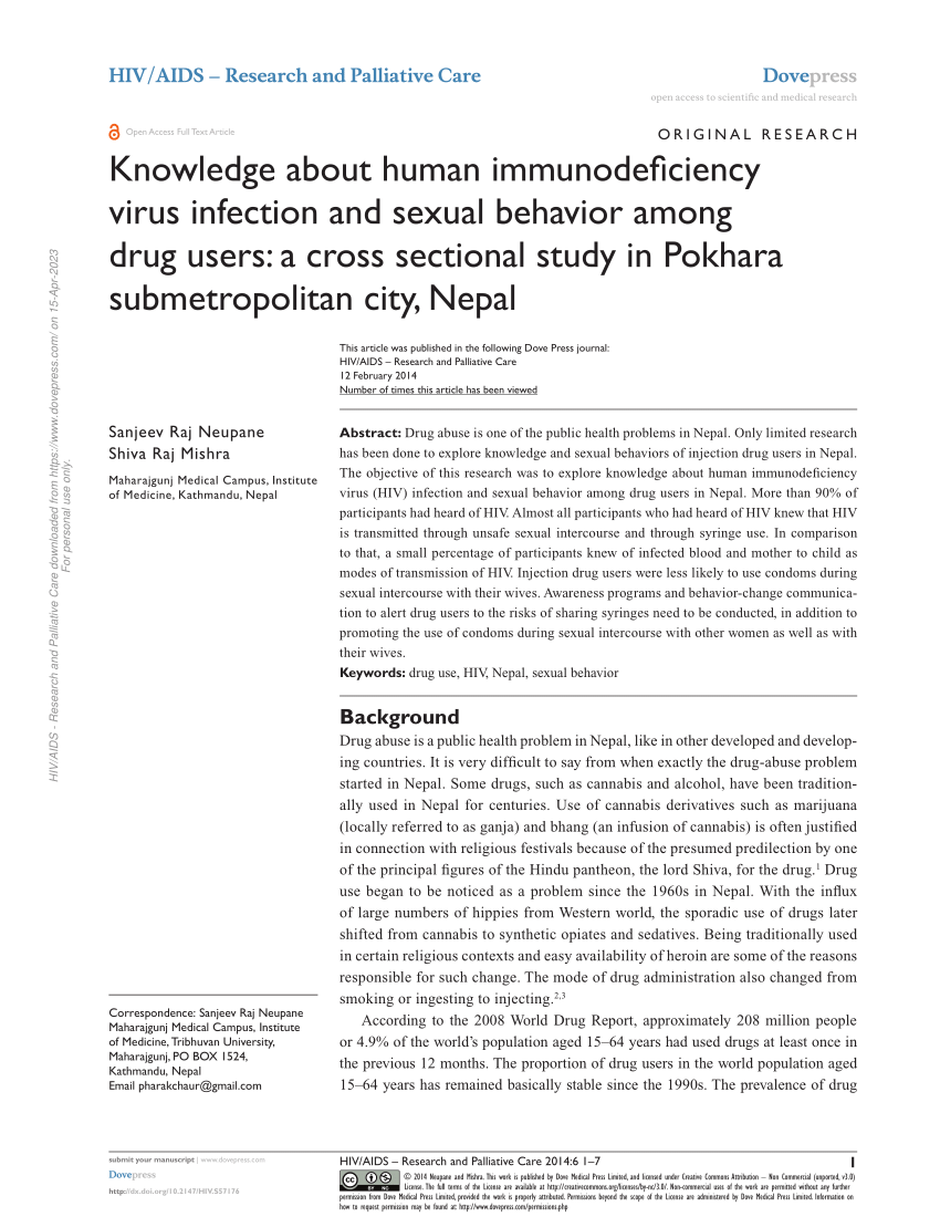 Pdf Knowledge About Human Immunodeficiency Virus Infection And Sexual Behavior Among Drug 