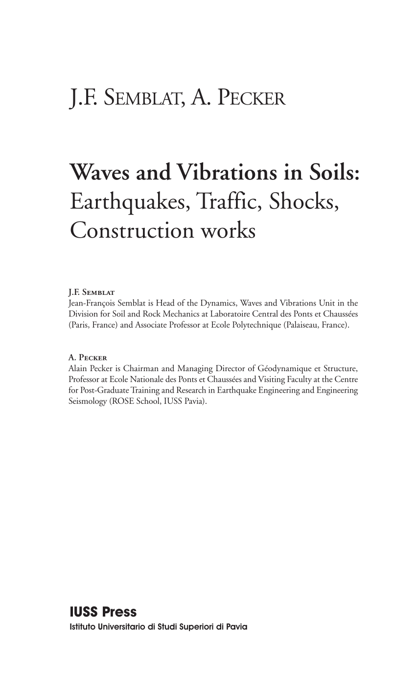Pdf Waves And Vibrations In Soils Earthquakes Traffic Shocks Construction Works