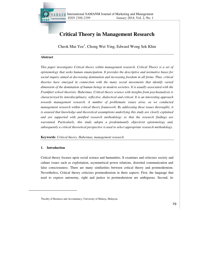 critical review of theory and research