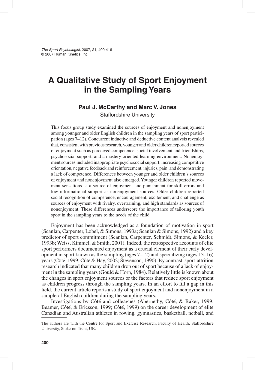 quantitative research paper about sports