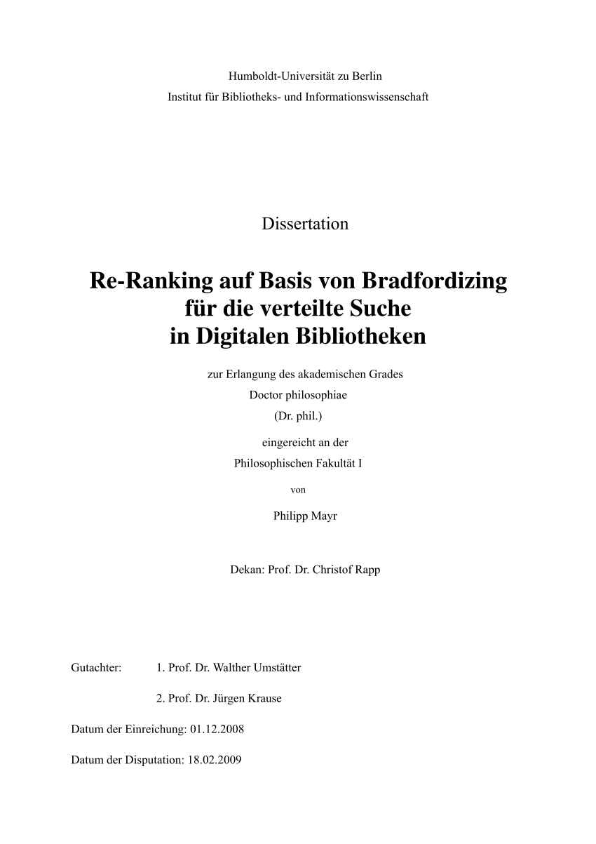 PDF Re Ranking auf Basis von Bradfordizing für verteilte Suche in Digitalen Bibliotheken