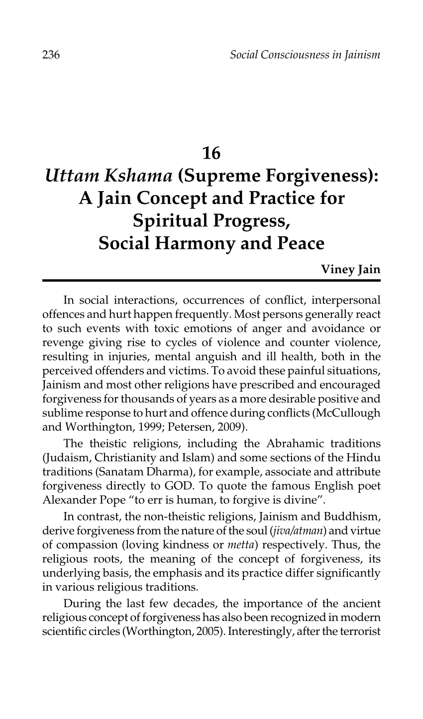 PDF) Uttam Kshama (Supreme Forgiveness): A Jain Concept and ...
