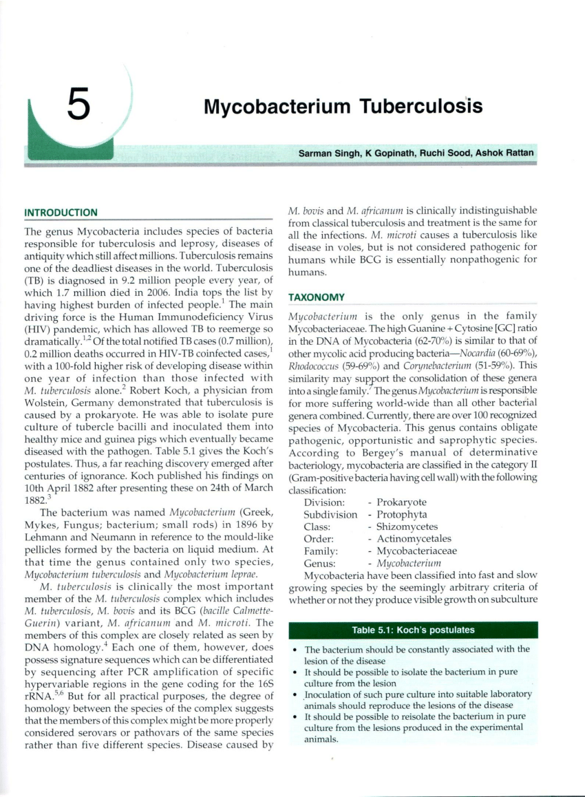 (PDF) Mycobacterium Tuberculosis