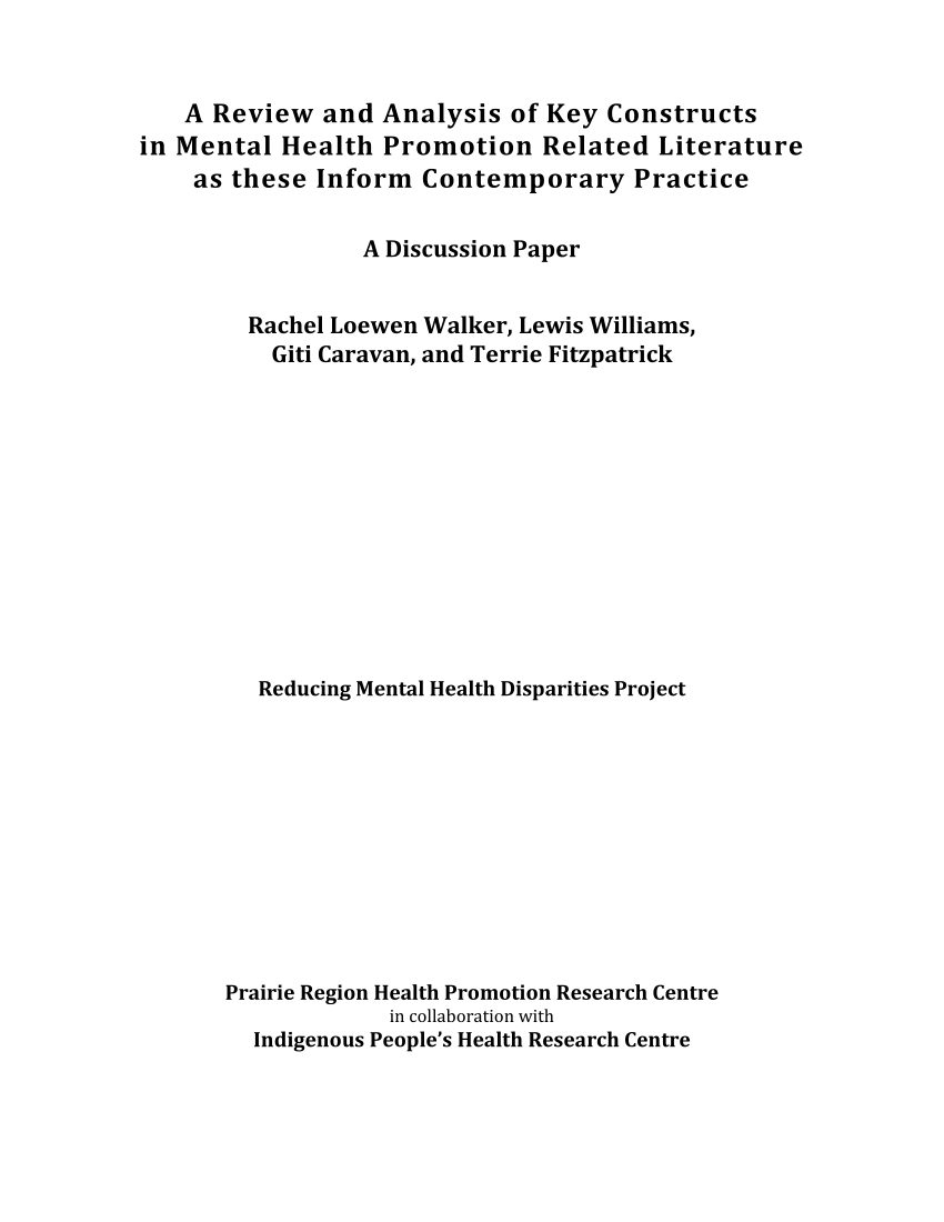 mental health in literature dissertation