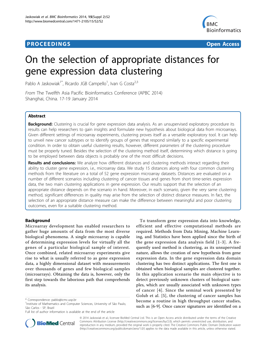 PDF) On the selection of appropriate distances for gene expression ...