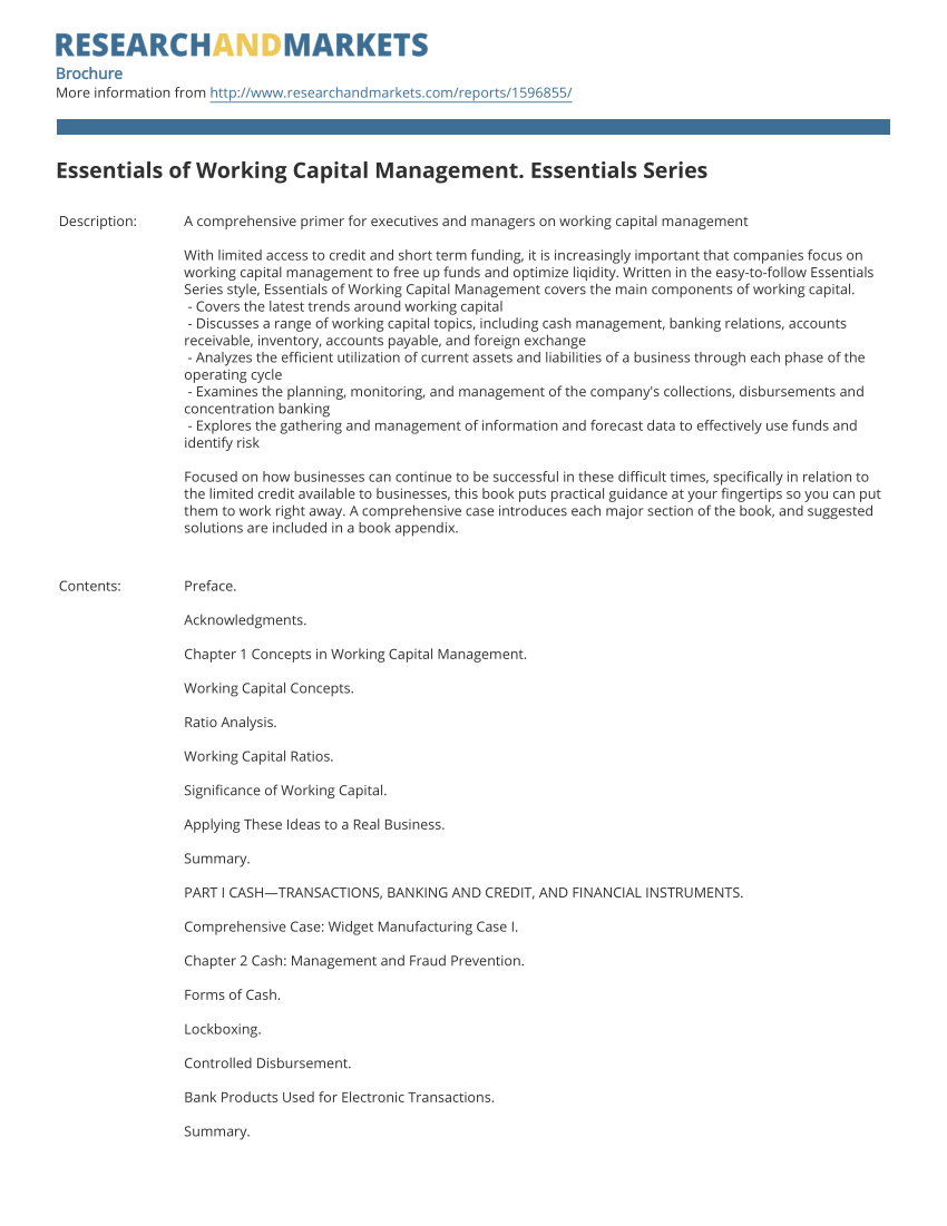 term paper on working capital management
