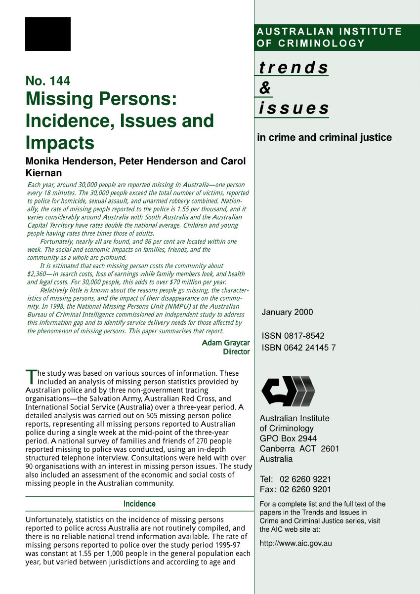 research on missing persons