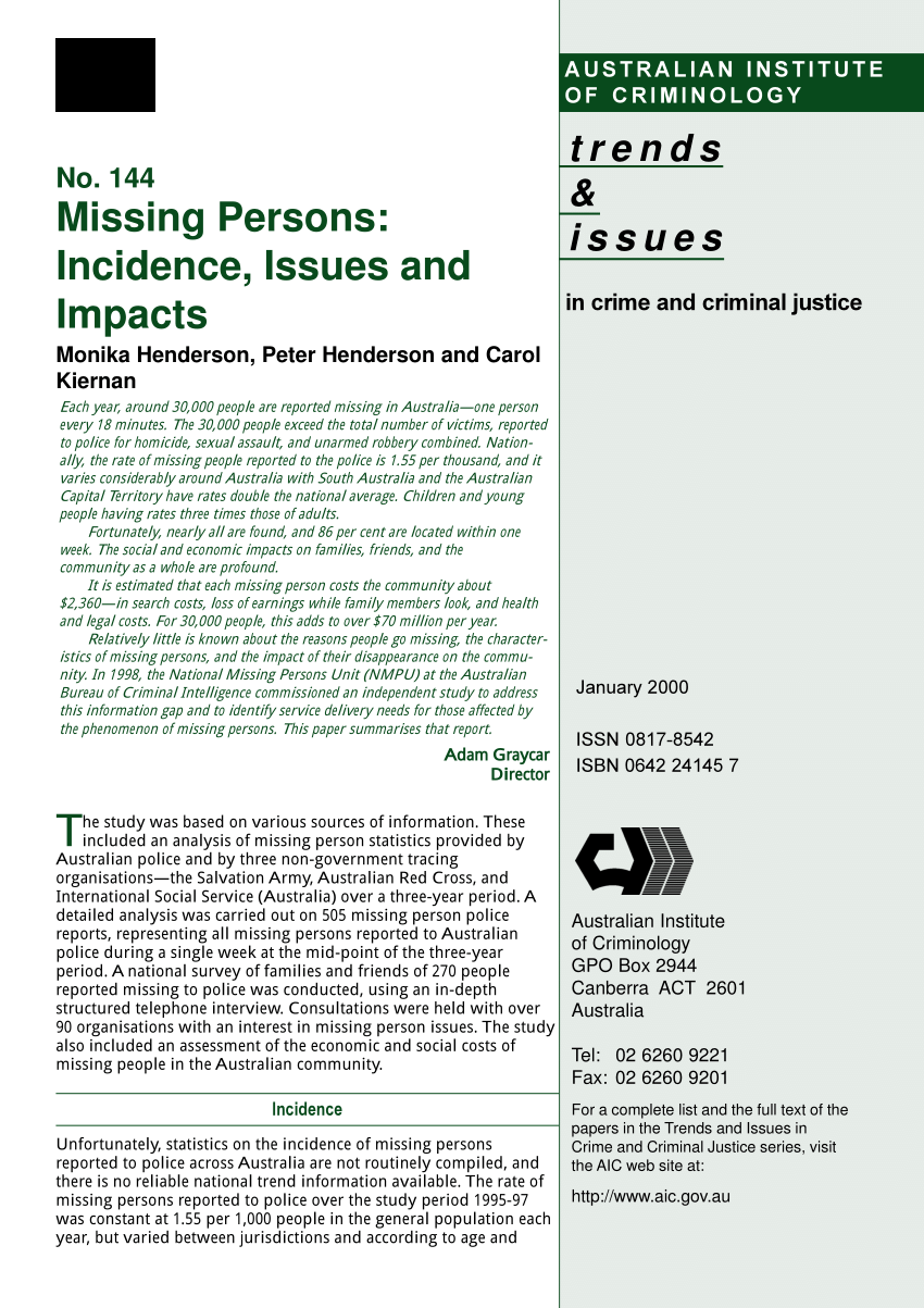 research paper on missing persons