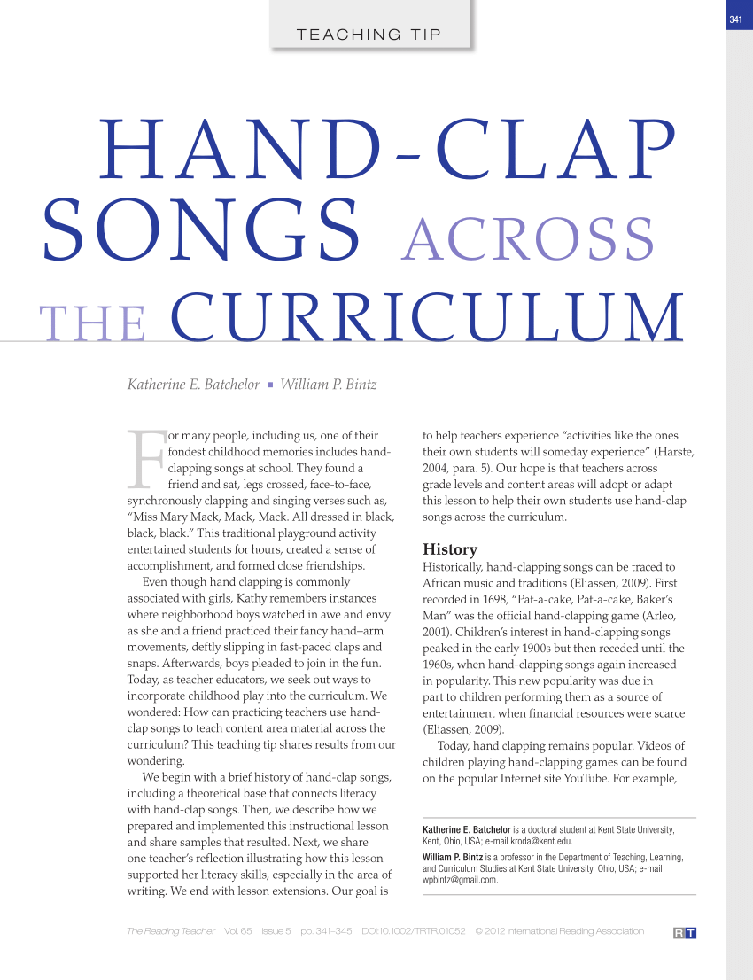 PDF) Hand-Clap Songs Across the Curriculum