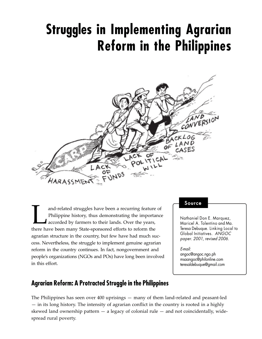 early history of agrarian reform program in the philippines