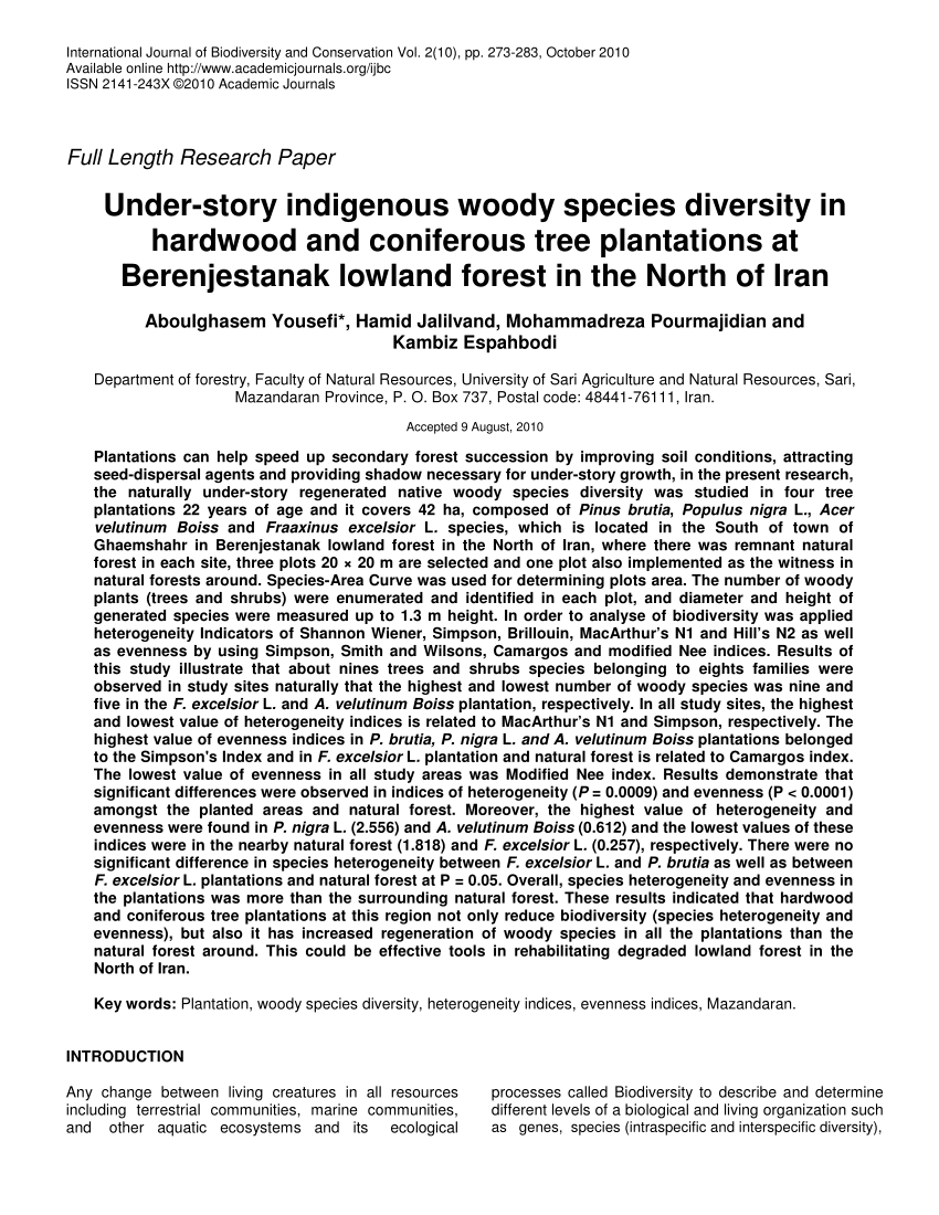 species diversity research paper