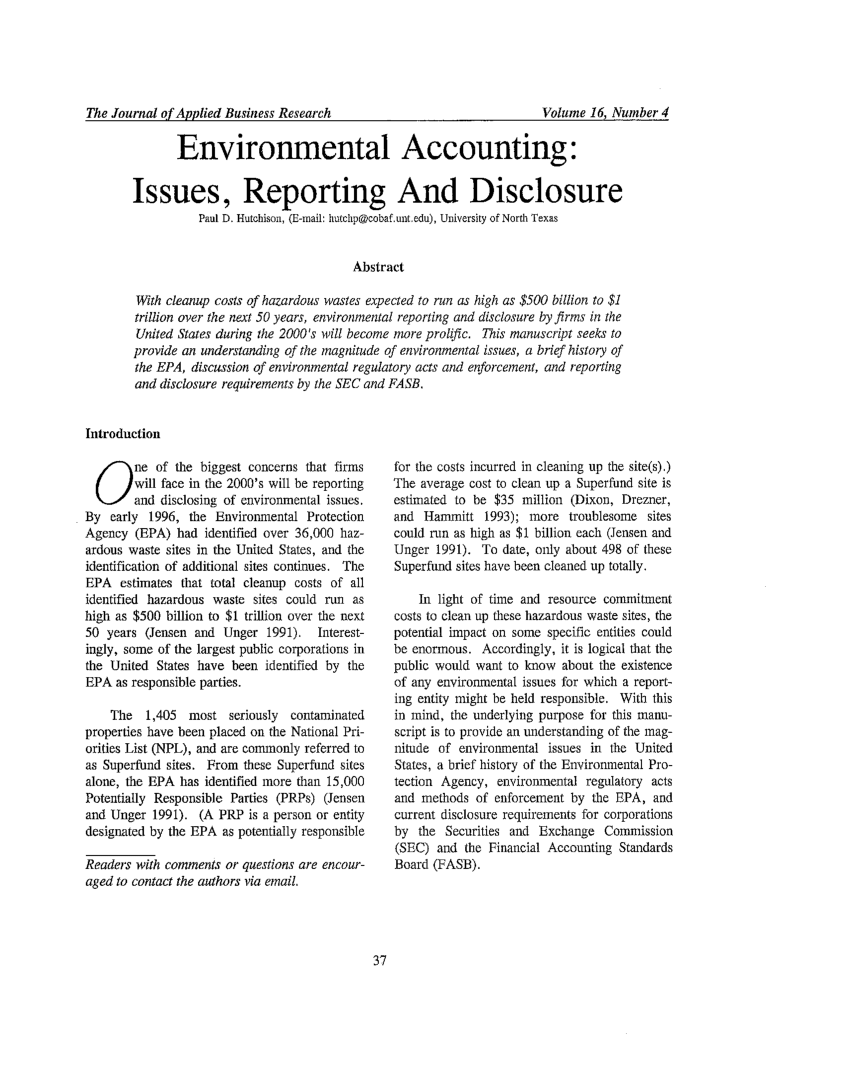 environmental accounting thesis