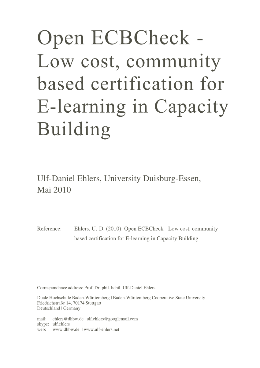(PDF) Open ECBCheck Manuel: Low cost, community based certification for ...