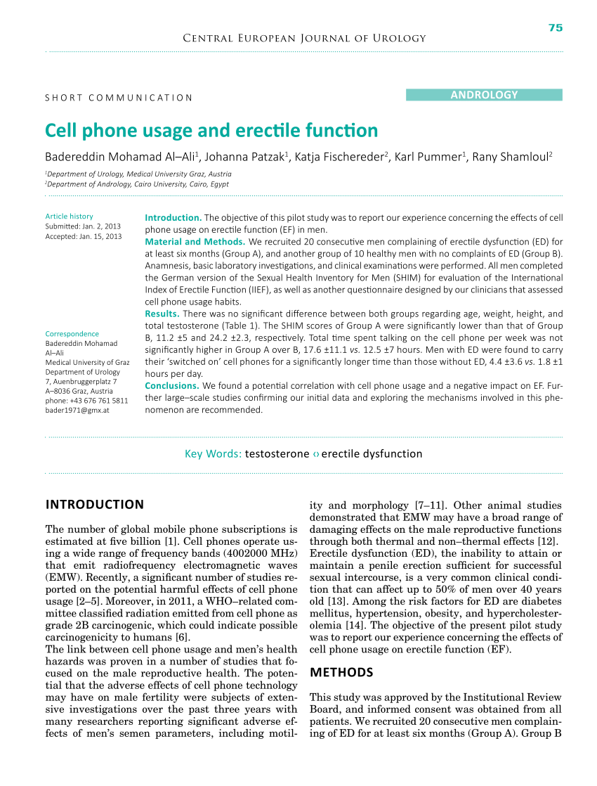 PDF Cell phone usage and erectile function