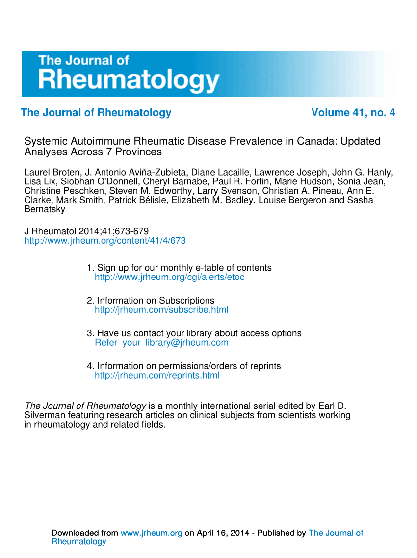Table of contents  Annals of the Rheumatic Diseases