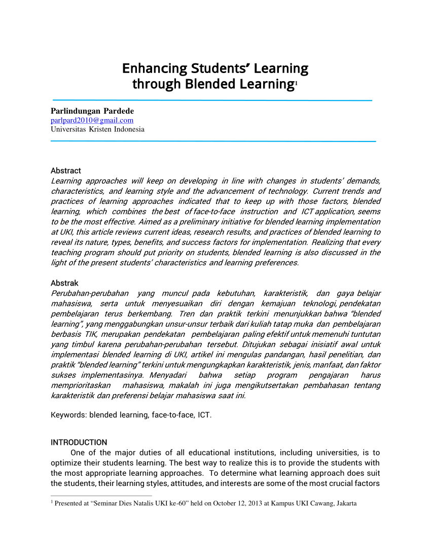 Pdf Enhancing Students Learning Through Blended Learning