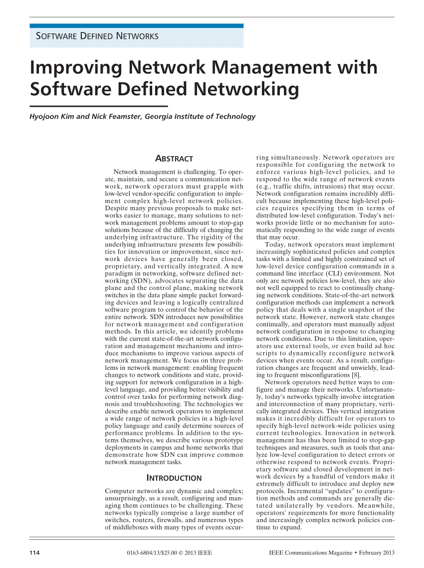 research paper on software defined networking