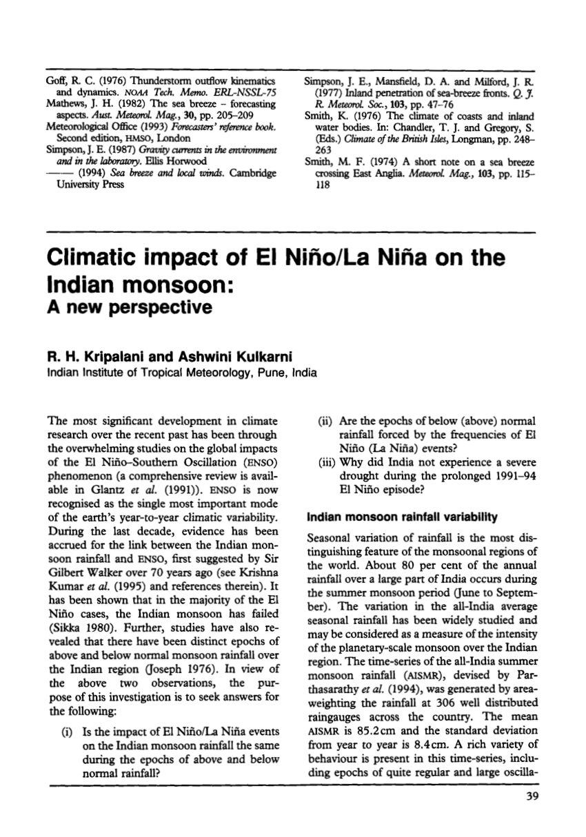research paper about la nina