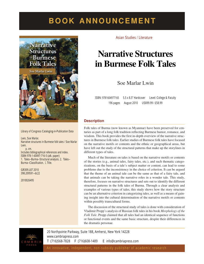 Pdf Narrative Structures In Burmese Folk Tales