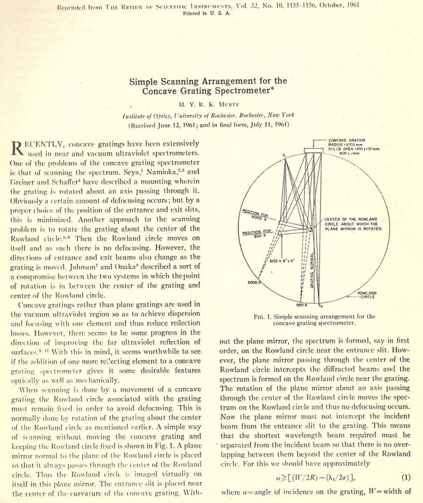 (PDF) Simple Scanning Arrangement for the Concave Grating Spectrometer