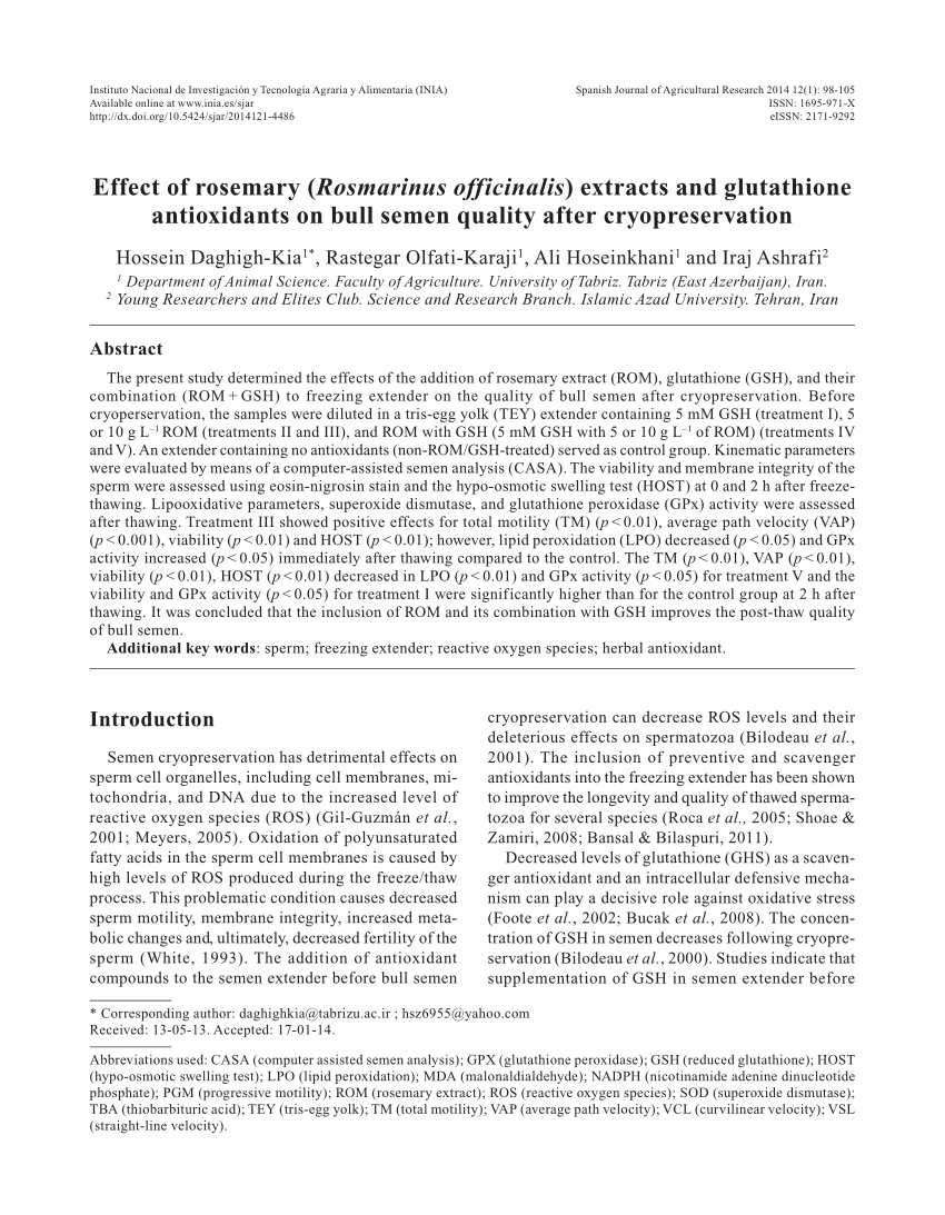 PDF Effect of rosemary Rosmarinus officinalis extracts and