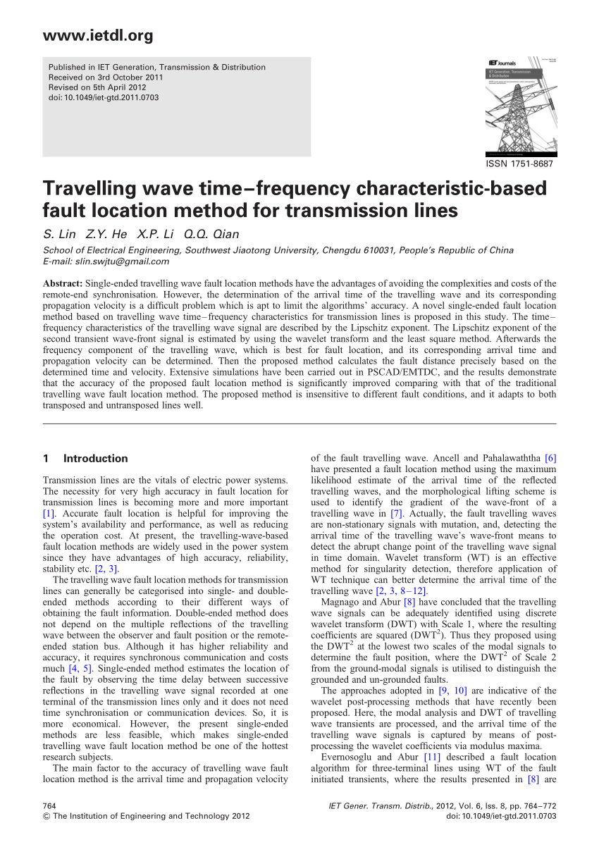 travelling wave method for fault location