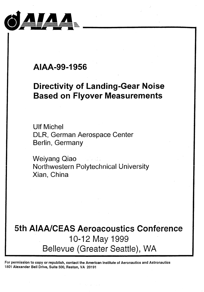 (PDF) Directivity of landing gear noise based on flyover measurements