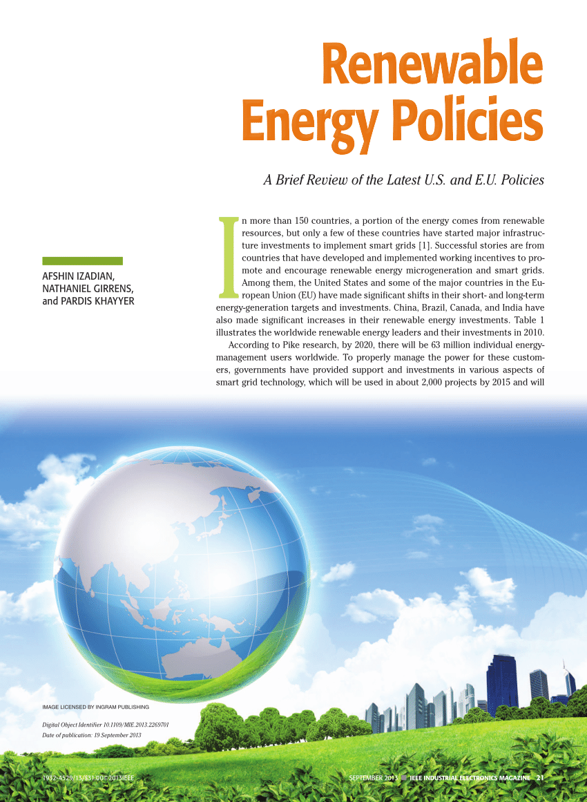 (PDF) Renewable Energy Policies A Brief Review of the Latest U.S. and