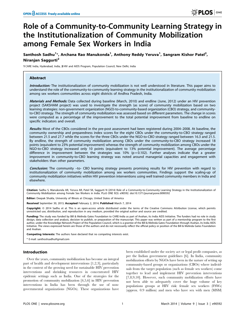 Pdf Role Of A Community To Community Learning Strategy In The Institutionalization Of 