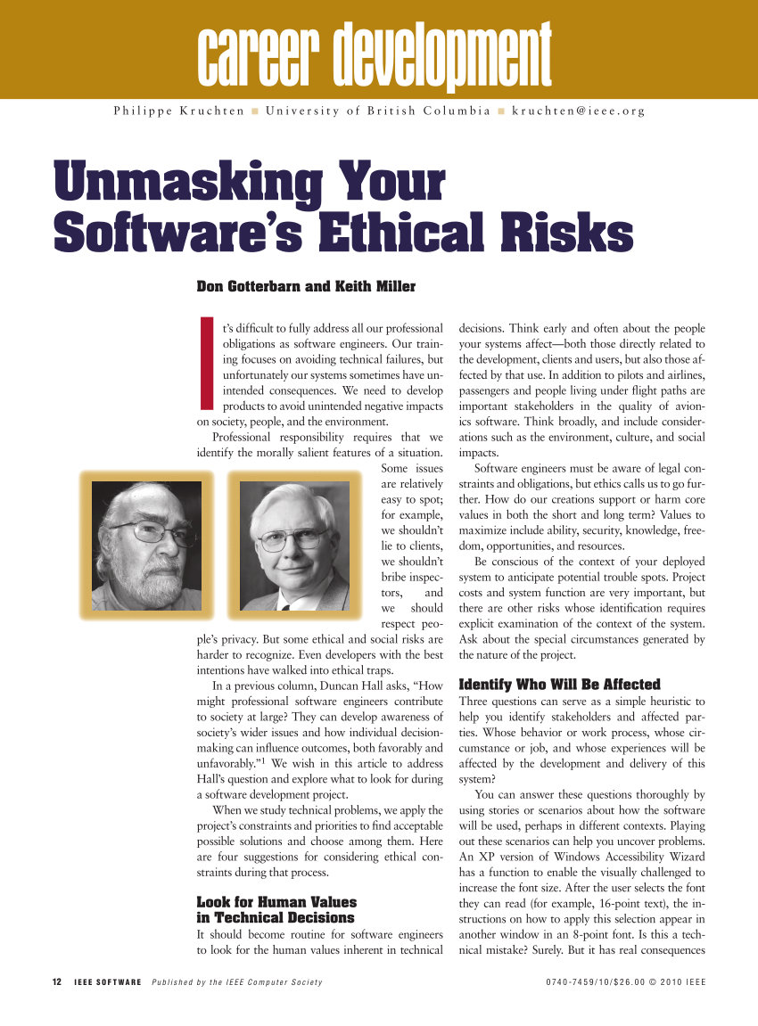 (PDF) Unmasking Your Software's Ethical Risks