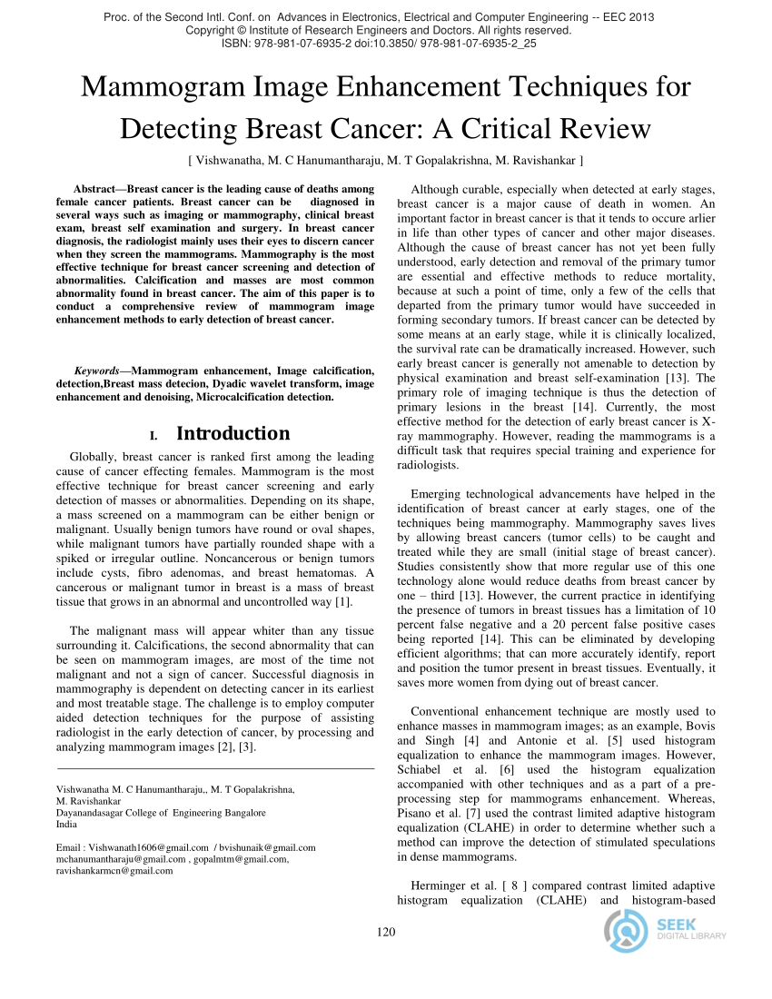 (PDF) Mammogram Image Enhancement Techniques for Detecting Breast ...