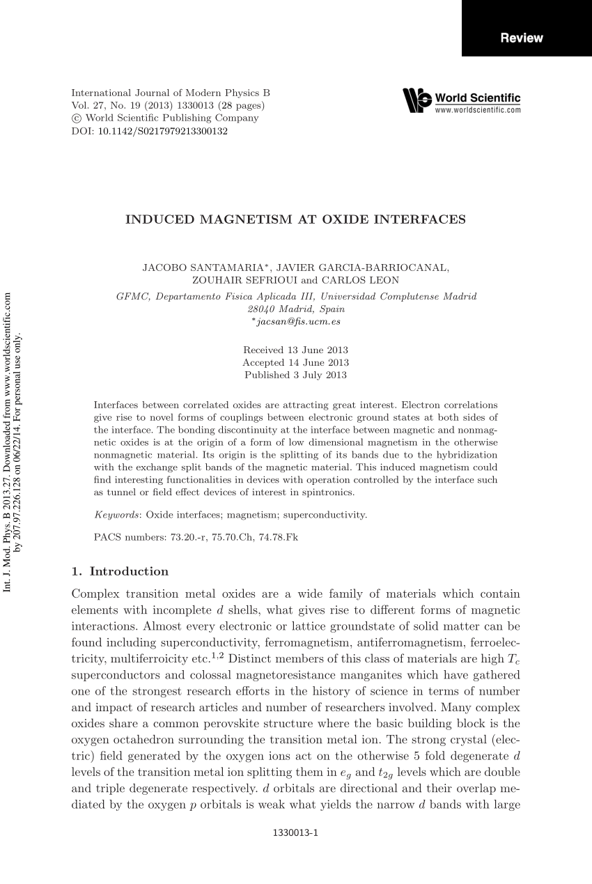 PDF) Induced Magnetism at Oxide Interfaces