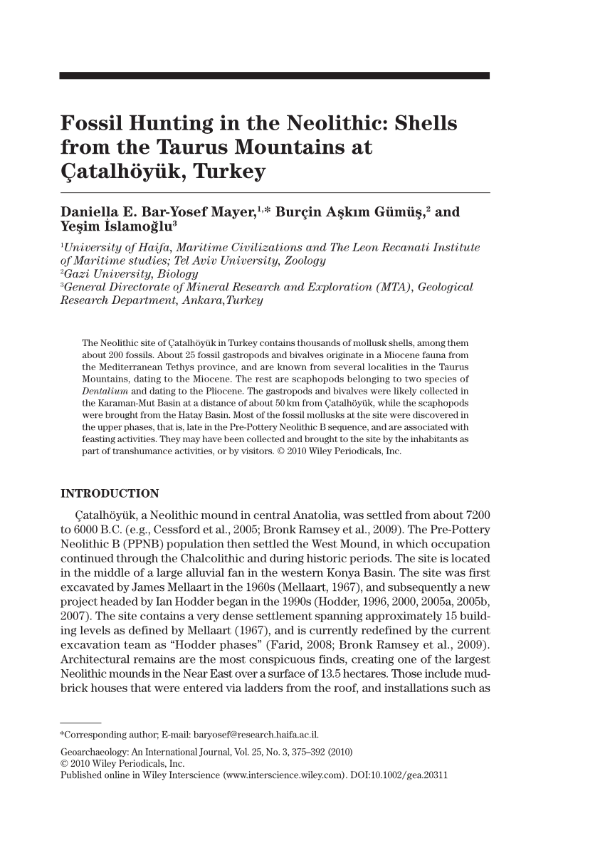 PDF Fossil Hunting in the Neolithic Shells from the Taurus  