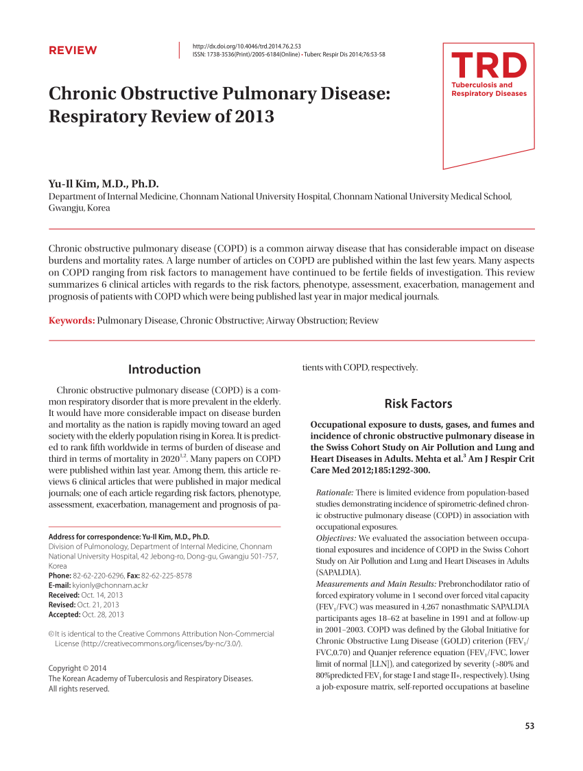 chronic obstructive pulmonary disease research paper