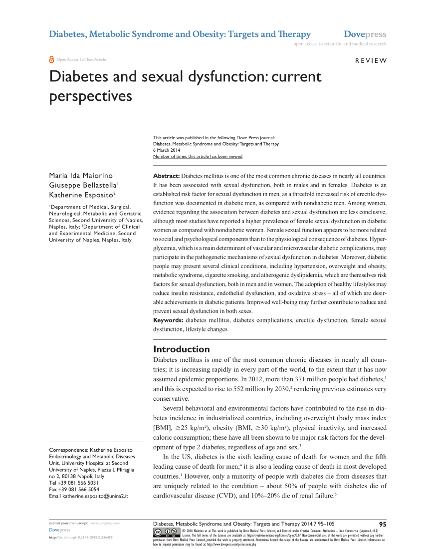 Pdf Diabetes And Sexual Dysfunction Current Perspectives 