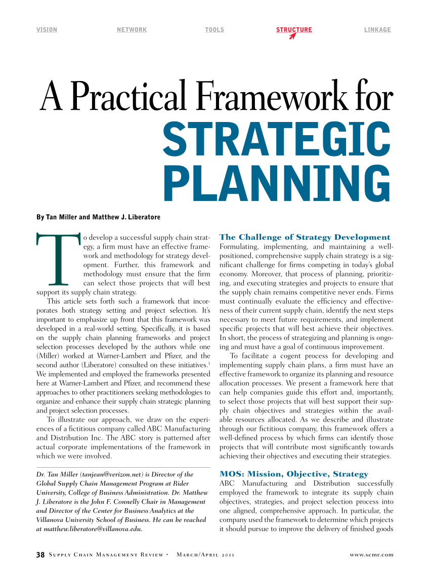 Pdf A Practical Framework For Strategic Planning - 