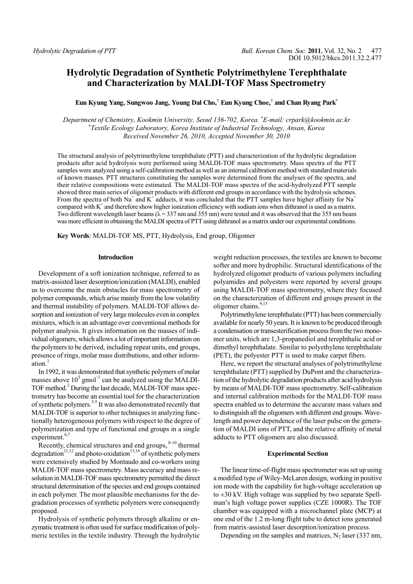 (PDF) Hydrolytic Degradation of Synthetic Polytrimethylene ...