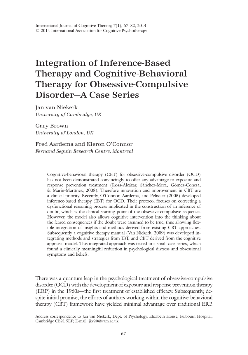 (PDF) Integration of Inference Based Therapy and Cognitive Behavioral