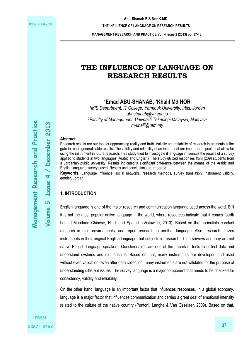 research topic on language