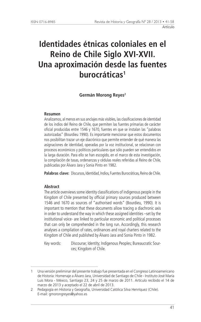 (PDF) Identidades étnicas coloniales en el Reino de Chile